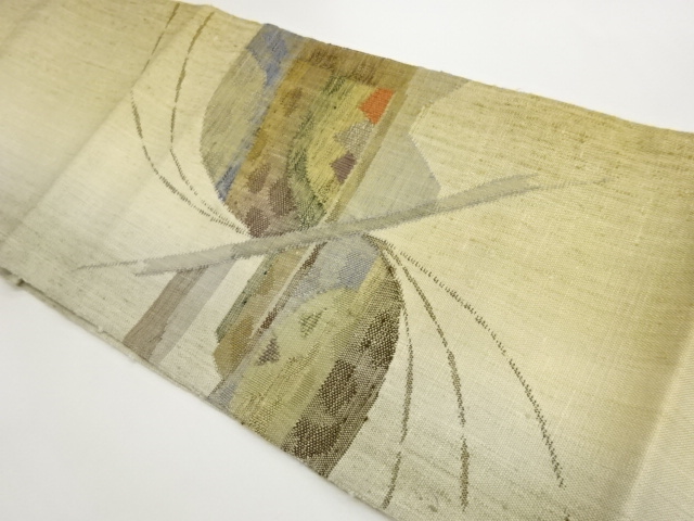 JAPANESE KIMONO / HAND WEAVING MAWATA TSUMUGI ABSTRACT PATTERN WEAVING